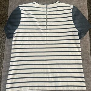 JC Crew top! Thick material with leather sleeves